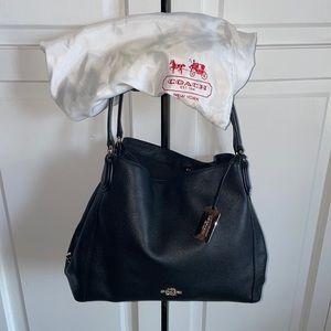 Coach black leather shoulder bag purse w/ dust bag